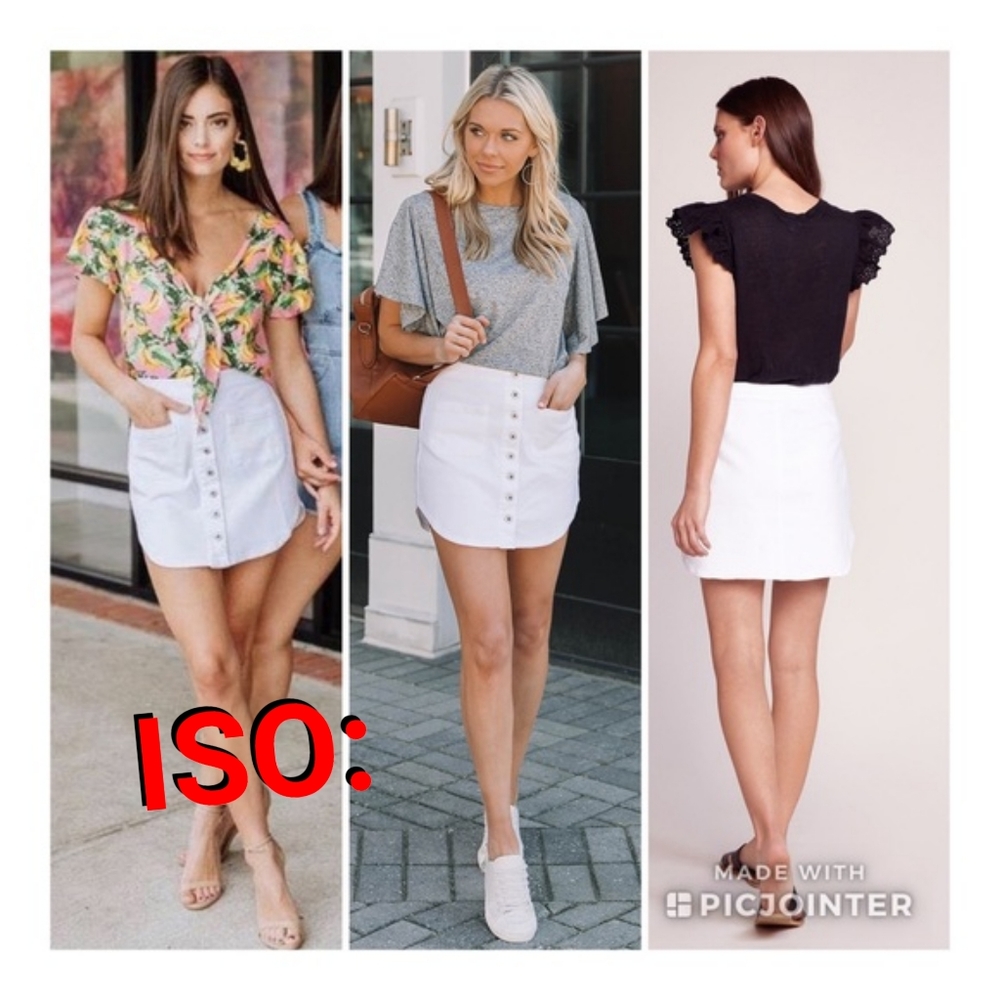 ISO: BB Dakota Take Me Out White Denim Skirt